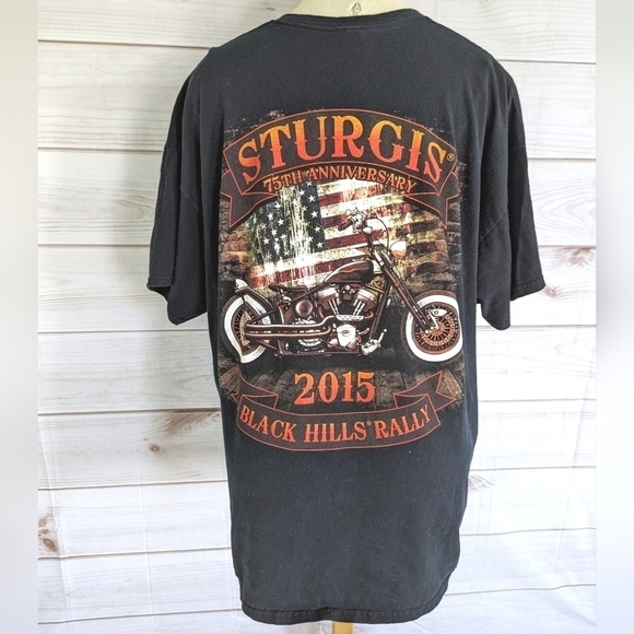 2015 Sturgis Rally 75th Anniversary Black Hills Tee in Black and Orange Sz 2XL - Picture 8 of 9
